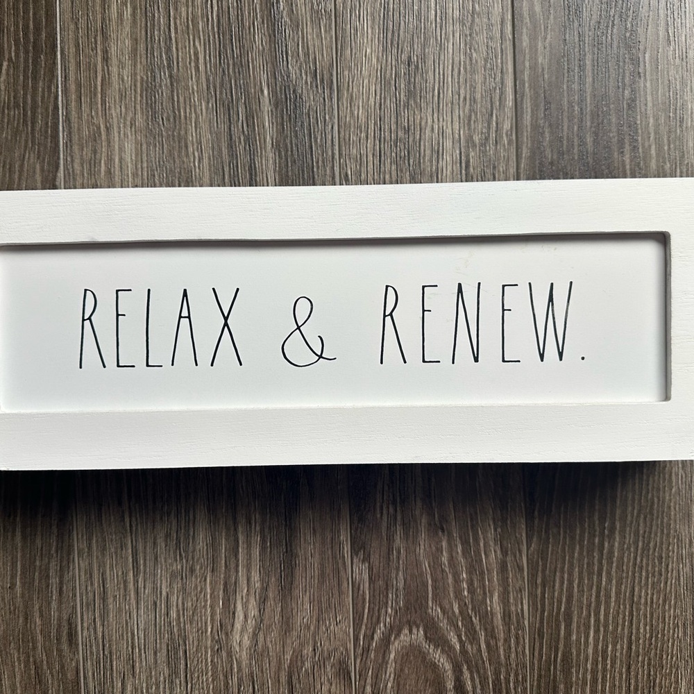 Rae Dunn White Relax & Renew Bath Sign